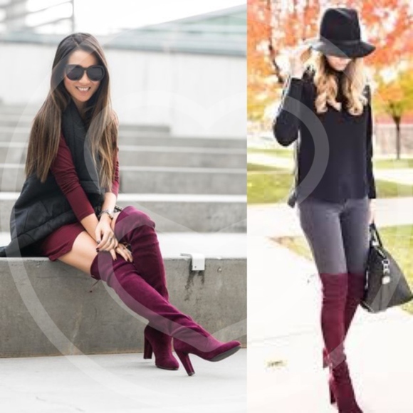 DANIELLA Over the Knee Boots - WINE - Picture 6 of 8